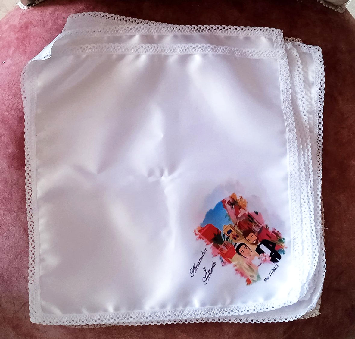 Recordatorio de Bodas Servilletas en Satin Abierto Alexandra Otalora